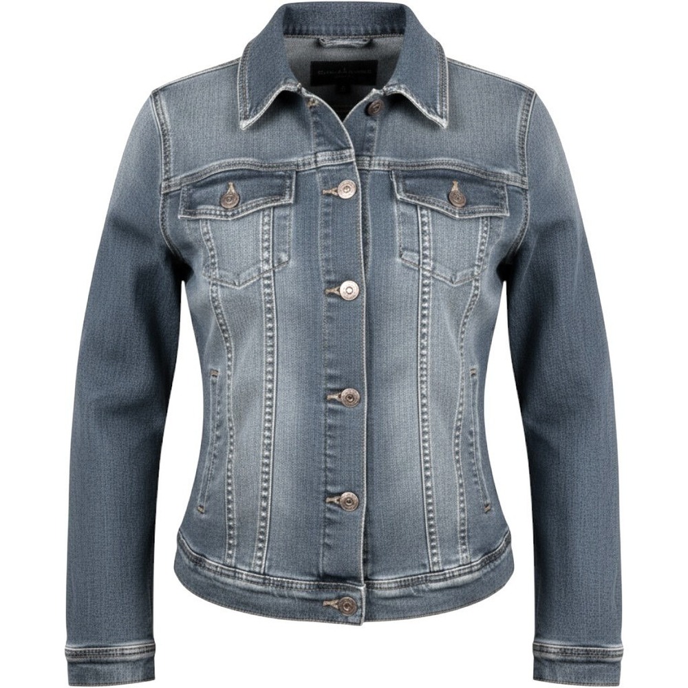 Liz Claiborne Blue Denim Trucker Jacket Womens XL Stretch Cotton Medium Wash